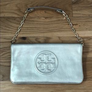 Gold Tory Burch Reva Clutch
